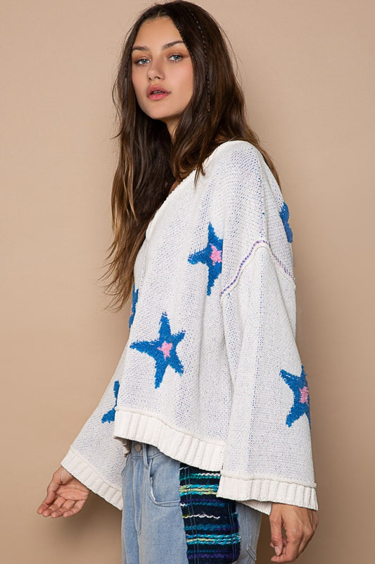 POL Long Sleeve Star Patch Sweater Shirt Apparel Clothing Tops POL Ship from USA Shirts USA Women Trendsi https://www.cyberehub.com