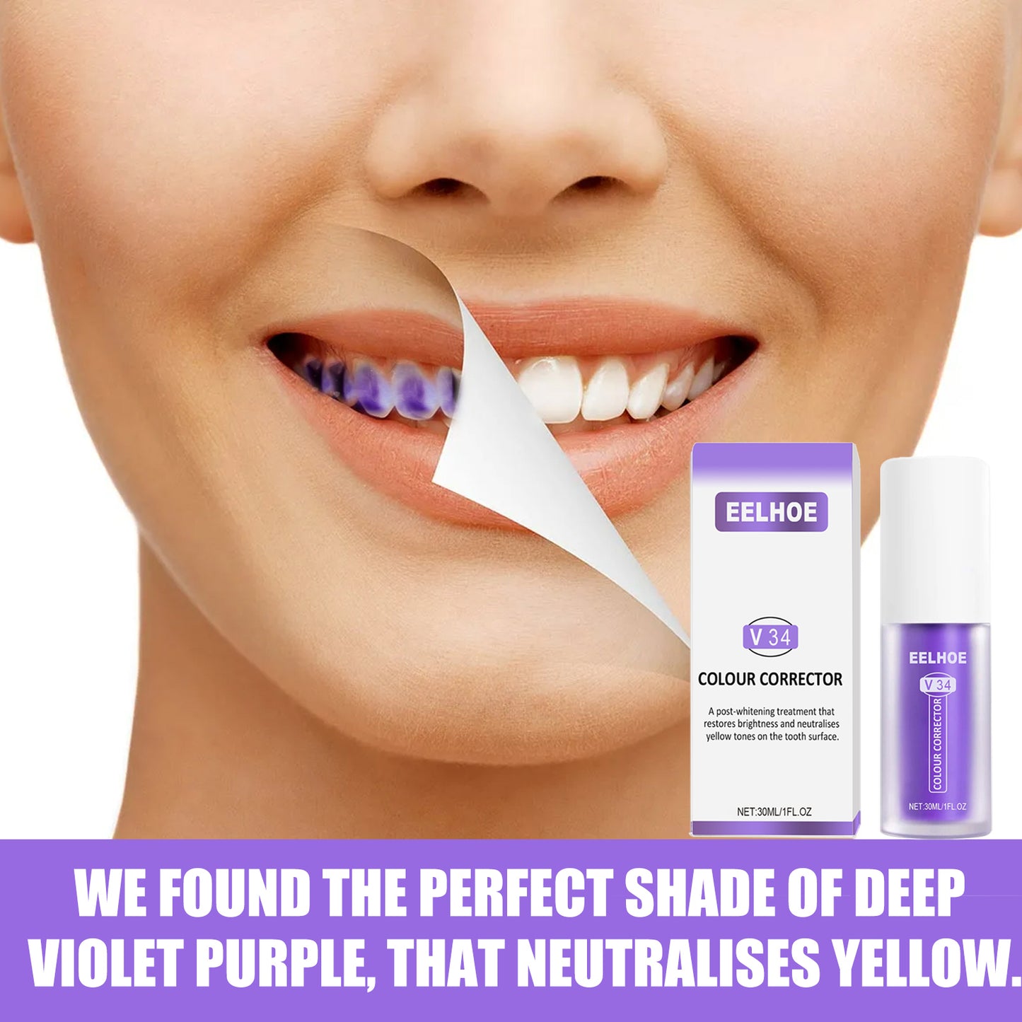 EELHOE V34 Colour Corrector, Mouth Shine White Clean Stains Shine White Teeth Purple Toothpaste Health Eprolo https://www.cyberehub.com