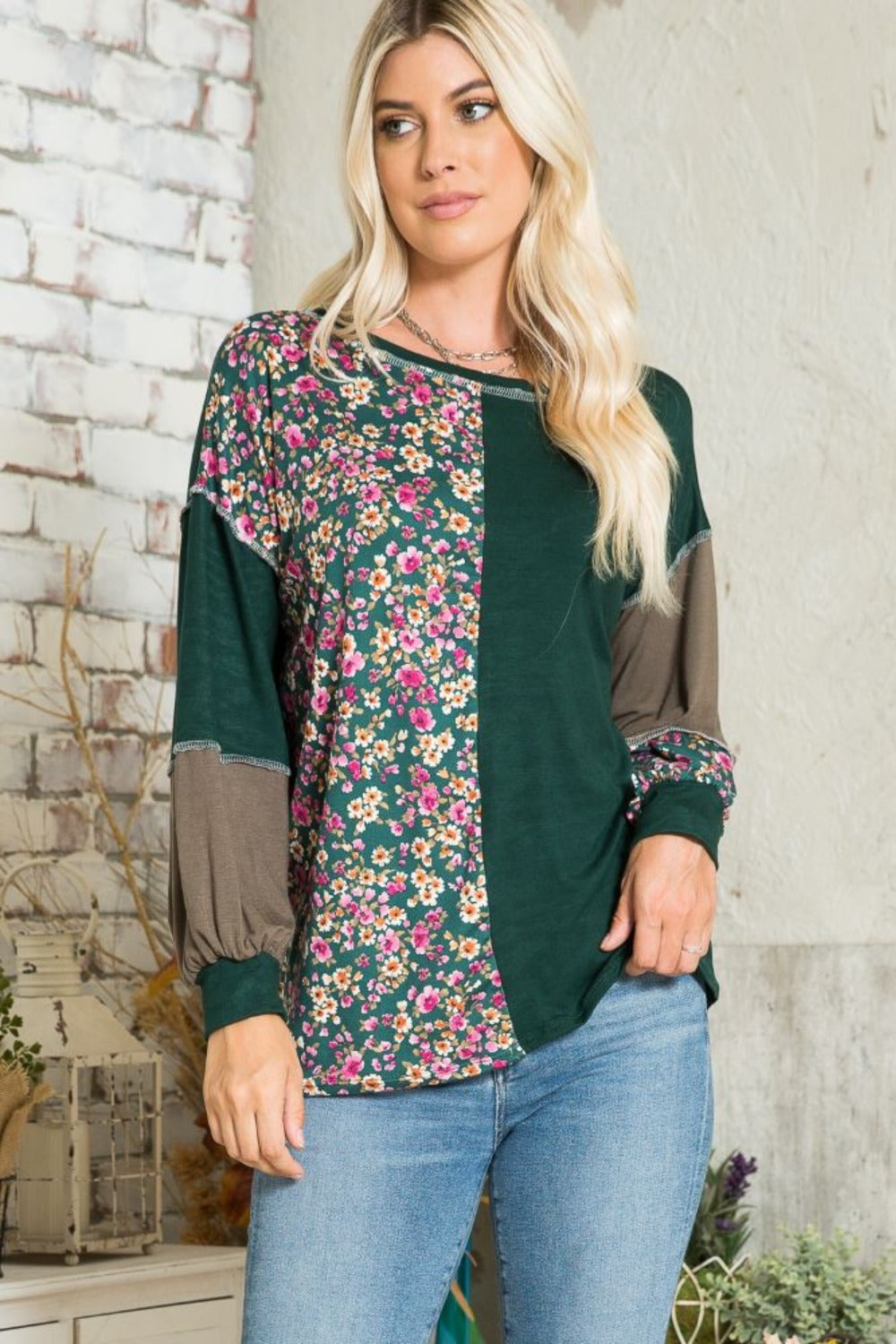 Celeste Full Size Floral Color Block Exposed Seam T-Shirt Apparel/Tops Celeste Ship from USA TikTok Tops Trendsi USPS Walmart Walmart Apparel Trendsi https://www.cyberehub.com