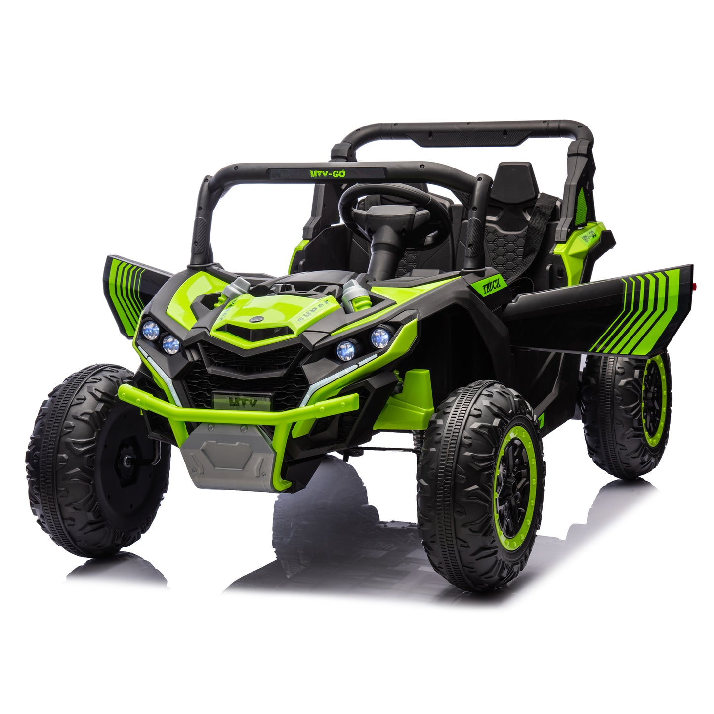 24V Two-Seater Kids Ride On UTV W/Parents Remote Control,Four-Wheel Suspension,Slow Start,Large wheel design,Anti-collision bar,Storage space,Music,USB,Bluetooth,Volume control,LED lights for Kids 3+. Giga Kids Toys Giga https://www.cyberehub.com