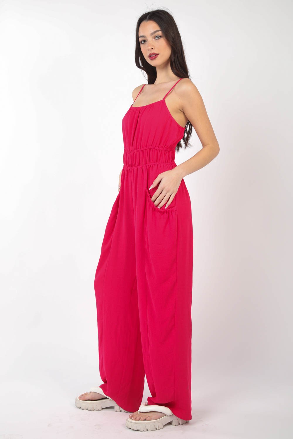 VERY J Pintuck Detail Woven Sleeveless Jumpsuit Apparel/Tops Ship from USA TikTok Tops Trendsi USPS VERY J Walmart Walmart Apparel Trendsi https://www.cyberehub.com