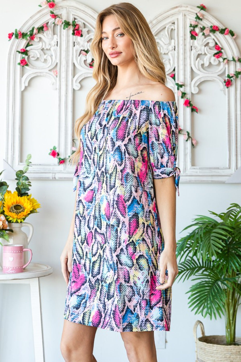 Heimish Full Size Off Shoulder Snake Mini Dress Apparel/Dress Dress Heimish Ship from USA TikTok Trendsi USPS Walmart Walmart Apparel Trendsi https://www.cyberehub.com