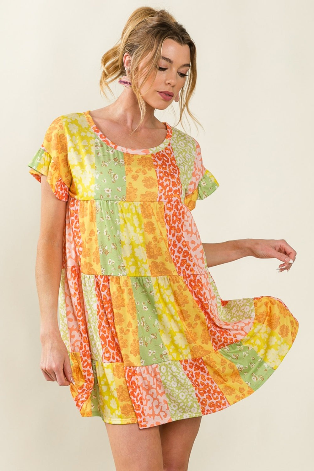 BiBi Leopard Short Sleeve Tiered Dress Apparel/Dress BiBi Dress Ship from USA TikTok Trendsi USPS Walmart Walmart Apparel Trendsi https://www.cyberehub.com
