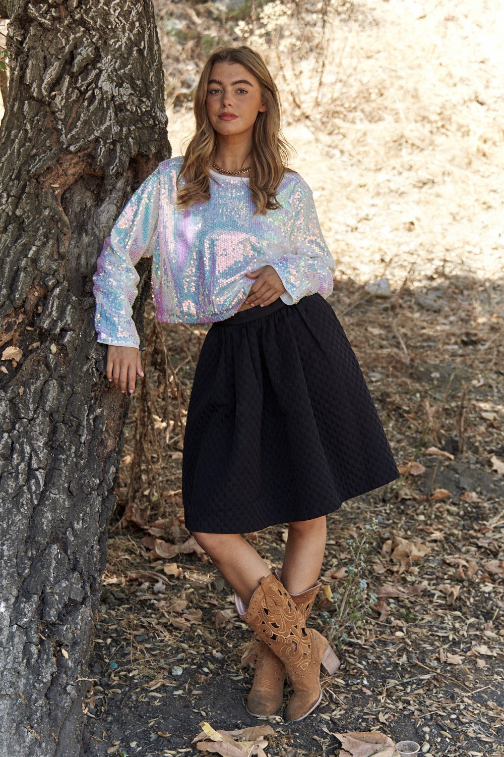 J.NNA Sequin Long Sleeve Crop T-Shirt Tops/Jackets/Sweaters Clothing Tops J.NNA Ship from USA TikTok Trendsi USPS Walmart Trendsi https://www.cyberehub.com