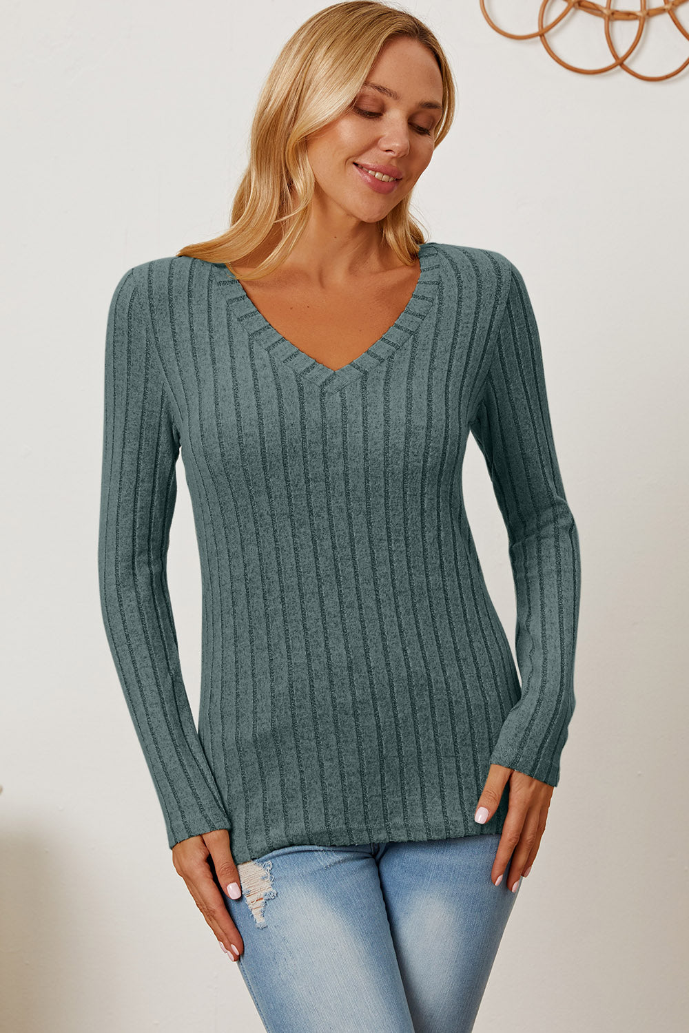 Basic Bae Full Size Ribbed V-Neck Long Sleeve T-Shirt Apparel/Tops Basic Bae Ship from USA TikTok Tops Trendsi USPS Walmart Walmart Apparel Trendsi https://www.cyberehub.com
