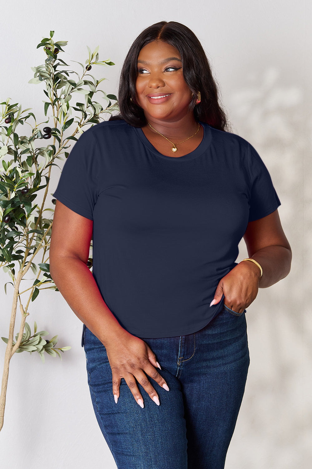 Basic Bae Full Size Round Neck Short Sleeve T-Shirt Apparel/Tops Basic Bae Ship from USA TikTok Tops Trendsi USPS Walmart Walmart Apparel Trendsi https://www.cyberehub.com