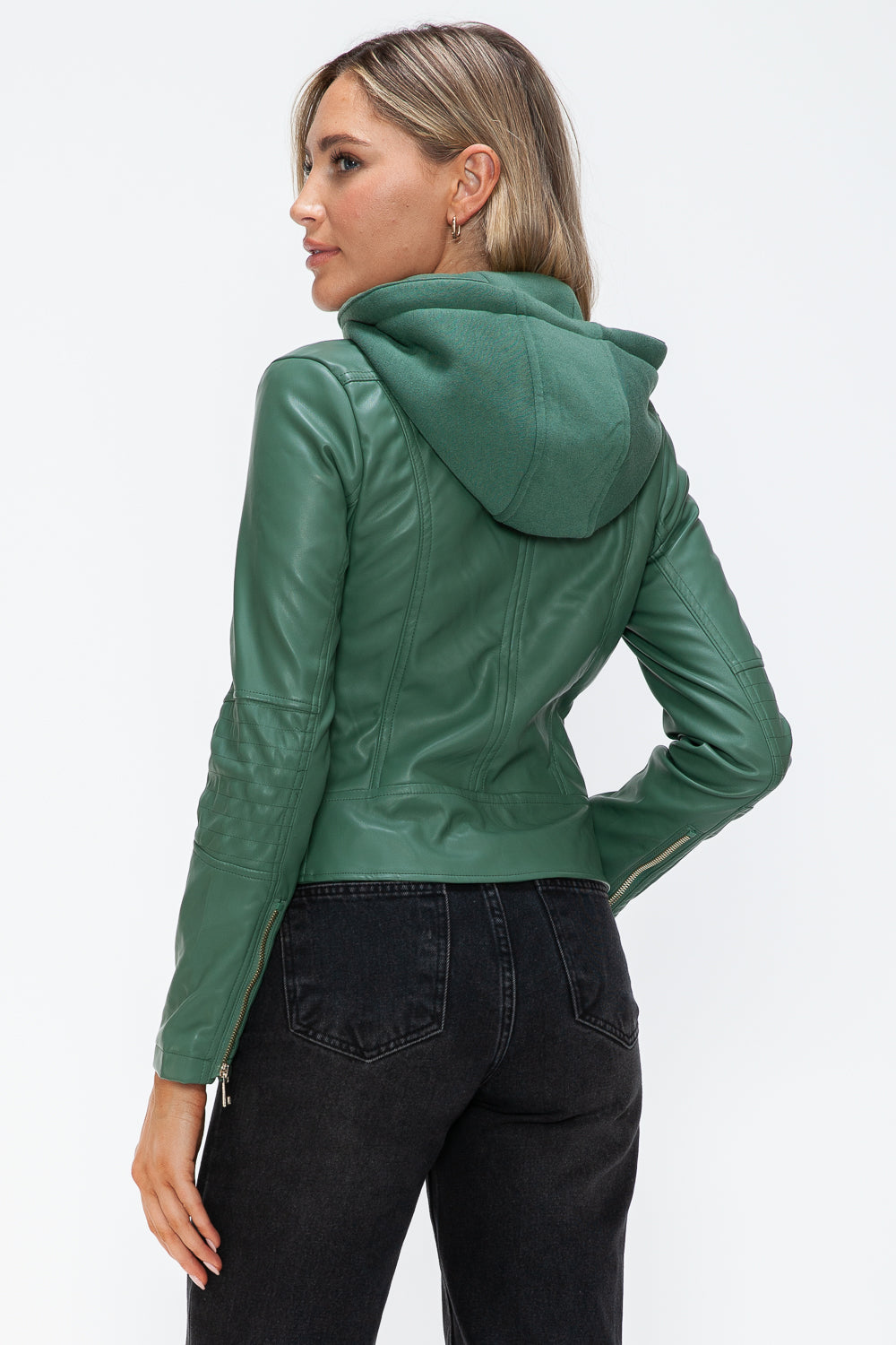 Snobbish Faux Leather Zip Up Drawstring Hooded Jacket Tops/Jackets/Sweaters Clothing Tops Ship from USA Snobbish TikTok Trendsi USPS Walmart Trendsi https://www.cyberehub.com