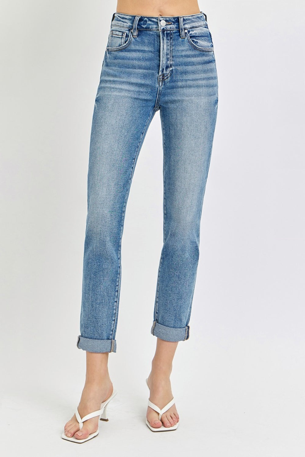 Risen Full Size High Rise Cropped Roll Up Jeans Bottoms Bottoms Clothing Pants RISEN Ship from USA Women Trendsi https://www.cyberehub.com