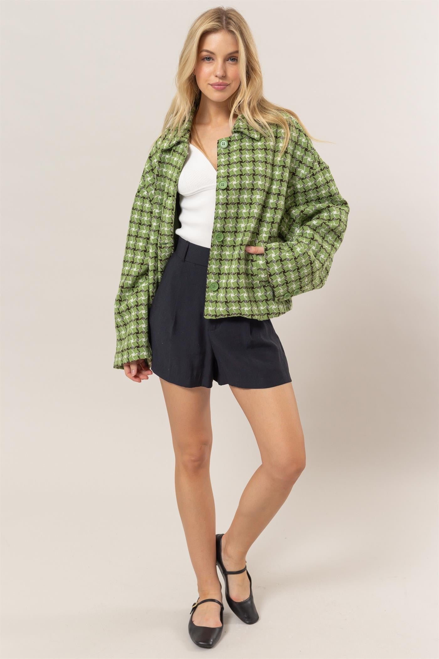 HYFVE Tweed Plaid Button Up Collared Neck Jacket Tops/Jackets/Sweaters Clothing Tops HYFVE Ship from USA TikTok Trendsi USPS Walmart Trendsi https://www.cyberehub.com