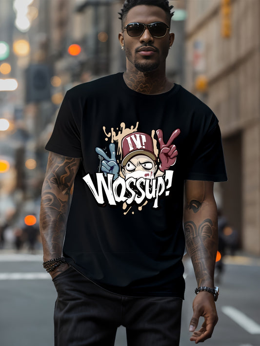 What's Up Fashionable Printed Summer And Spring Men's T-shirts, Casual Short Sleeved Fashionable Style T-shirts, Sports New Products, Casual New Tops Apparel/Shirt/Graphic Shirt SNULLO https://www.cyberehub.com