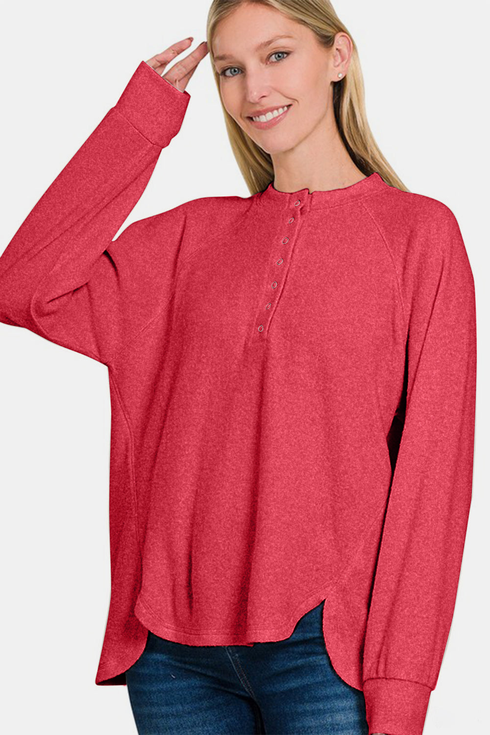 Zenana Full Size Brushed Melange Hacci High-Low Sweater Tops/Jackets/Sweaters Clothing Tops Ship from USA TikTok Trendsi USPS Walmart Zenana Trendsi https://www.cyberehub.com