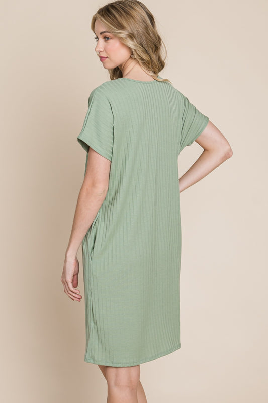 BOMBOM Ribbed Round Neck Short Sleeve Dress Apparel/Dress BOMBOM Dress Ship from USA TikTok Trendsi USPS Walmart Walmart Apparel Trendsi https://www.cyberehub.com