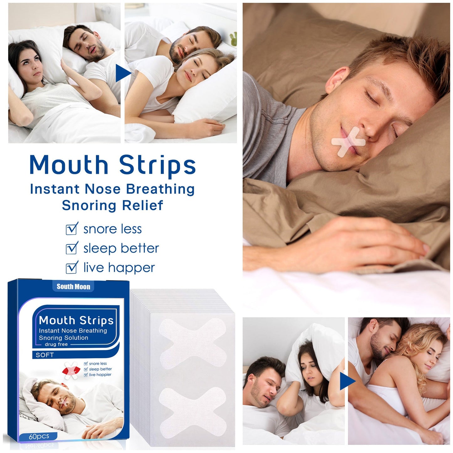 South Moon Anti-Snoring Patch, Closed Mouth Patch For Adults Stop Snoring At Night Patch For Breathing To Prevent Snoring When You Sleep With Your Mouth Open Health & Beauty Health & Beauty Under 10 UniversalMaax https://www.cyberehub.com