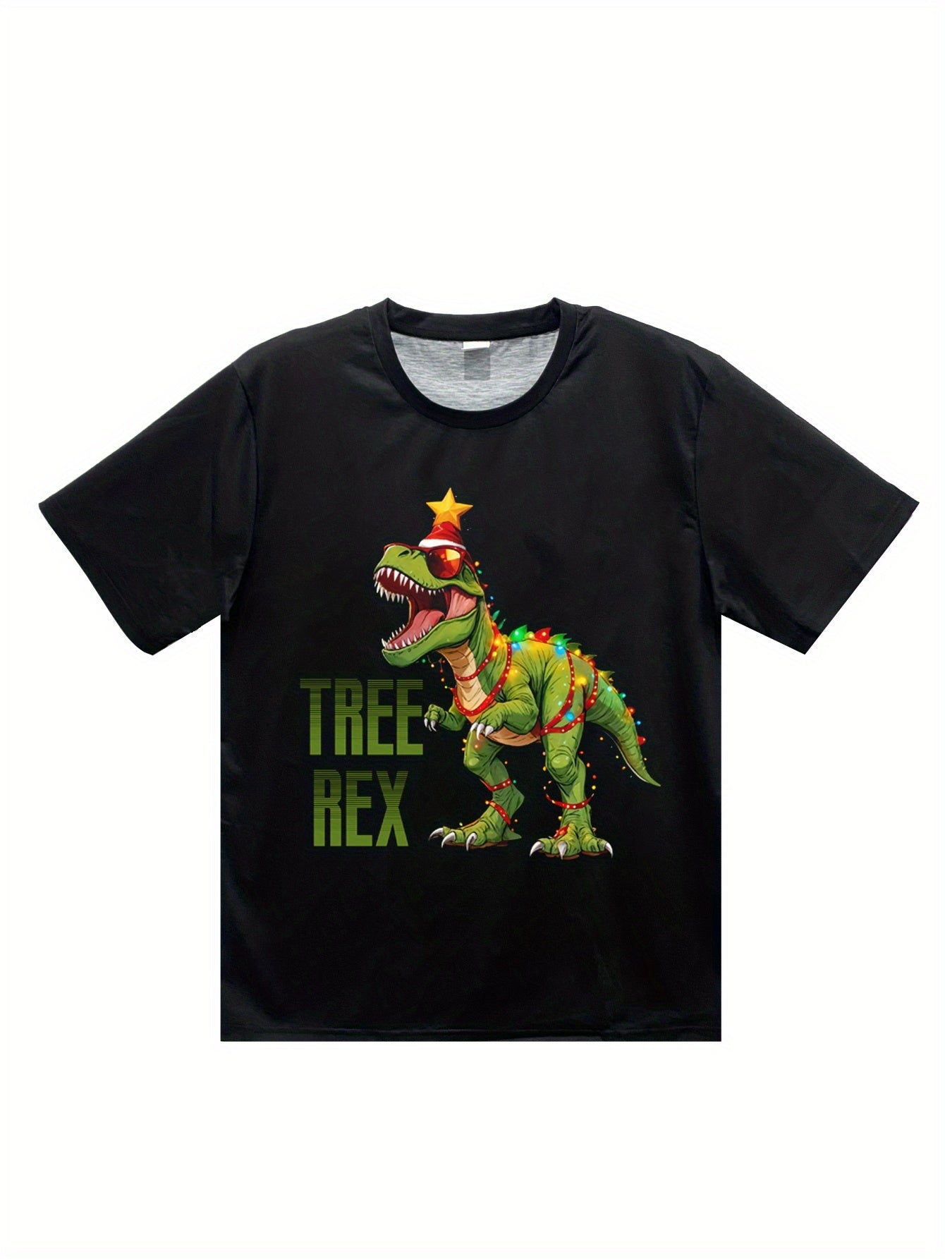 3D Printed Festival Christmas Tree Dinosaur T-shirt - Men's Casual Summer Top, Round Neck Short Sleeve Apparel/Shirt/Graphic Shirt SNULLO https://www.cyberehub.com
