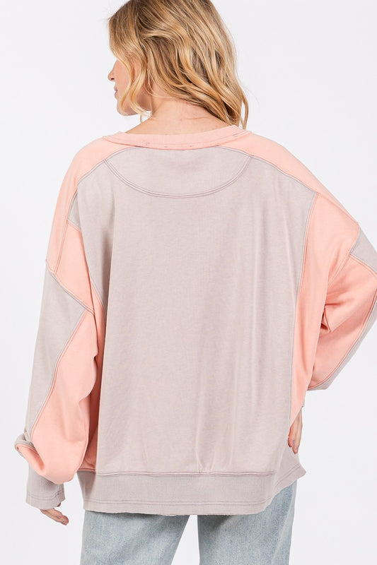 SAGE + FIG Color Block Round Neck Sweatshirt Apparel/Tops SAGE+FIG Ship from USA TikTok Tops Trendsi USPS Walmart Walmart Apparel Trendsi https://www.cyberehub.com