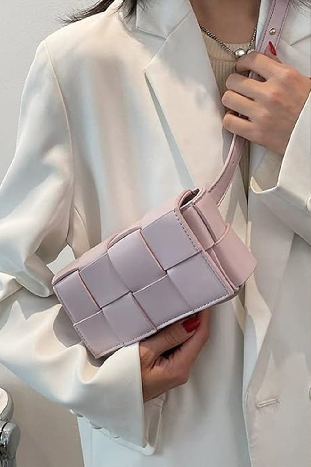 Zenana Vegan Leather Woven Crossbody Bag Lilac One Size Ship from USA TikTok USA Zenana Trendsi https://www.cyberehub.com
