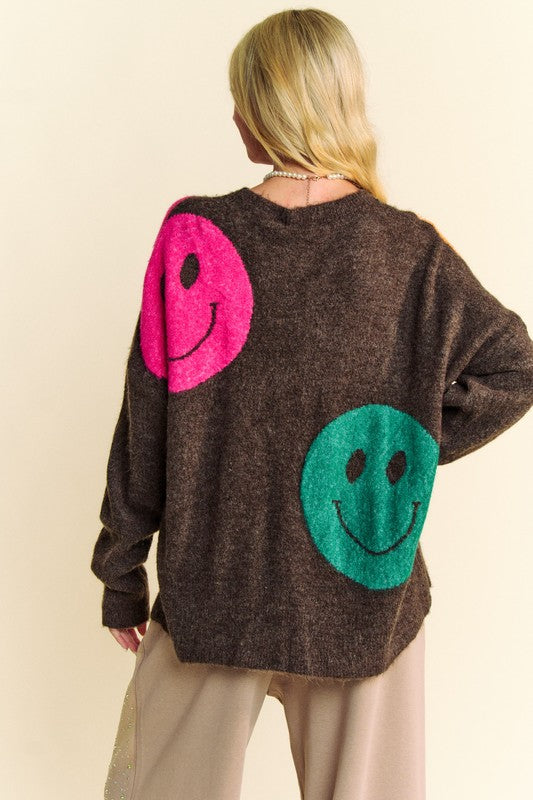 Davi & Dani Contrast Smile Round Neck Oversize Sweater Tops/Jackets/Sweaters Clothing Tops Davi & Dani Ship from USA TikTok Trendsi USPS Walmart Trendsi https://www.cyberehub.com