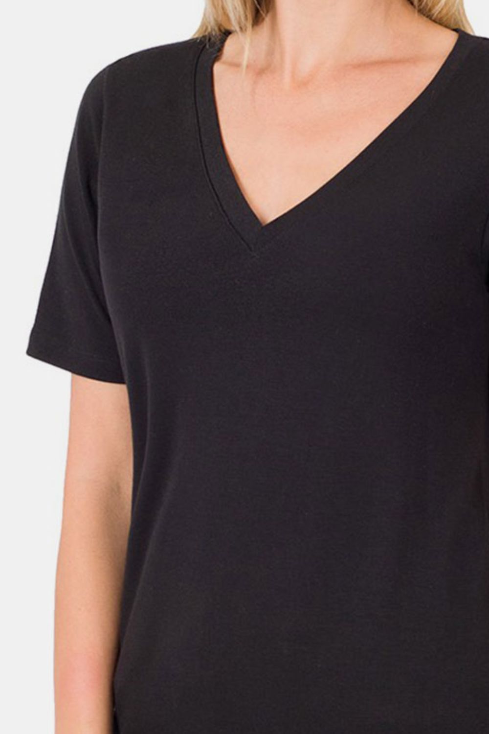 Zenana V-Neck Short Sleeve T-Shirt Tops/Jackets/Sweaters Clothing Tops Ship from USA TikTok Trendsi USPS Walmart Zenana Trendsi https://www.cyberehub.com