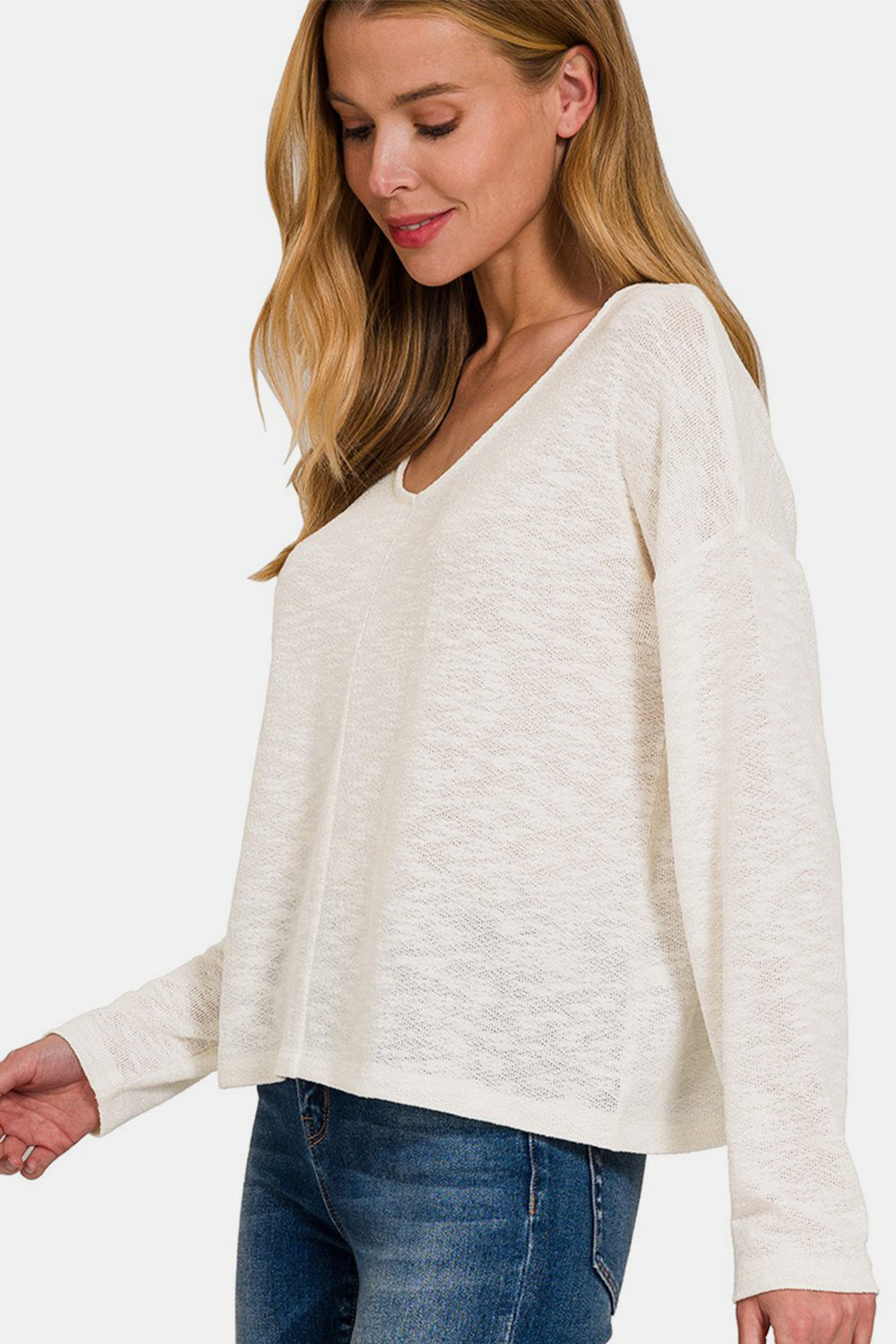 Zenana V-Neck Dropped Shoulder Long Sleeve T-Shirt Apparel/Tops Ship from USA TikTok Tops Trendsi USPS Walmart Walmart Apparel Zenana Trendsi https://www.cyberehub.com