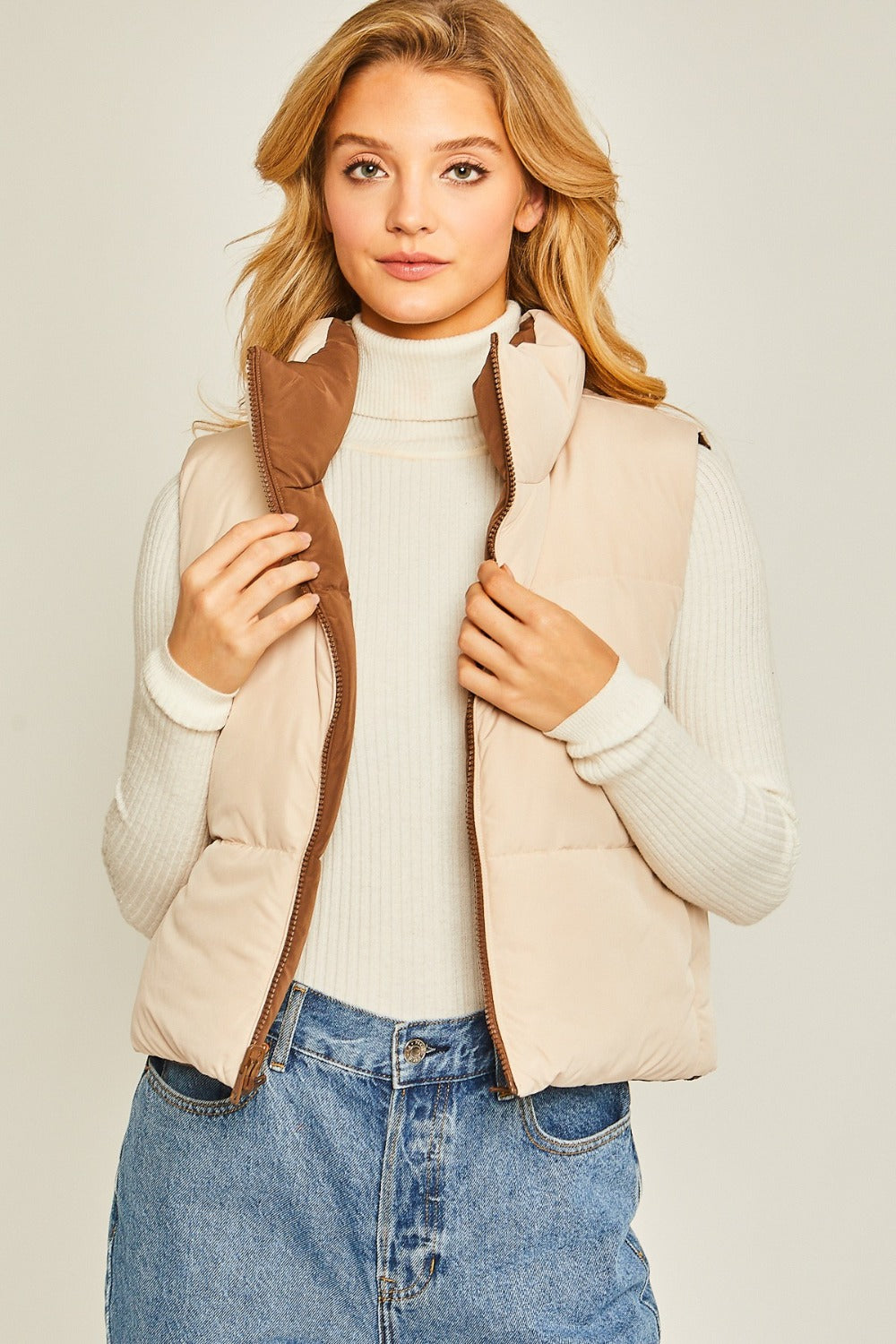 Love Tree Zip Up Cropped Contrast Reversible Vest Tops/Jackets/Sweaters Clothing Tops LOVE TREE Ship from USA TikTok Trendsi USPS Walmart Trendsi https://www.cyberehub.com