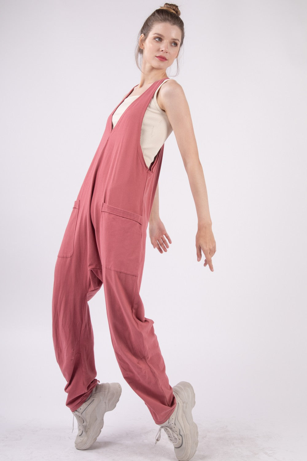 VERY J Plunge Sleeveless Jumpsuit with Pockets Apparel/Tops Ship from USA TikTok Tops Trendsi USPS VERY J Walmart Walmart Apparel Trendsi https://www.cyberehub.com