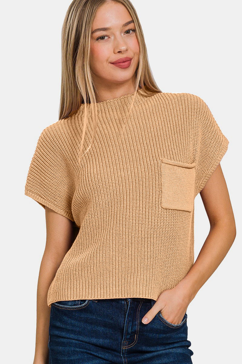 Zenana Mock Neck Short Sleeve Cropped Sweater Shirt Apparel Clothing Tops Ship from USA Shirts USA Women Zenana Trendsi https://www.cyberehub.com