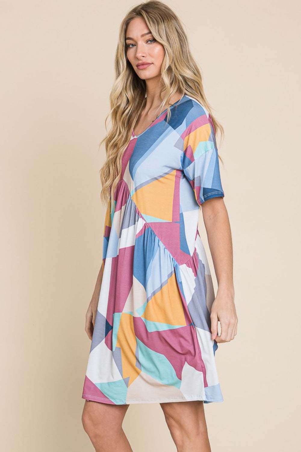BOMBOM Ruched Color Block Short Sleeve Dress Apparel/Dress BOMBOM Dress Ship from USA TikTok Trendsi USPS Walmart Walmart Apparel Trendsi https://www.cyberehub.com