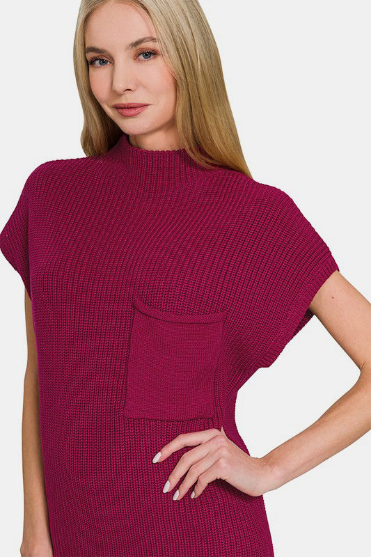 Zenana Mock Neck Short Sleeve Sweater Dress Apparel Apparel Ship from USA TikTok Trendsi Zenana Trendsi https://www.cyberehub.com