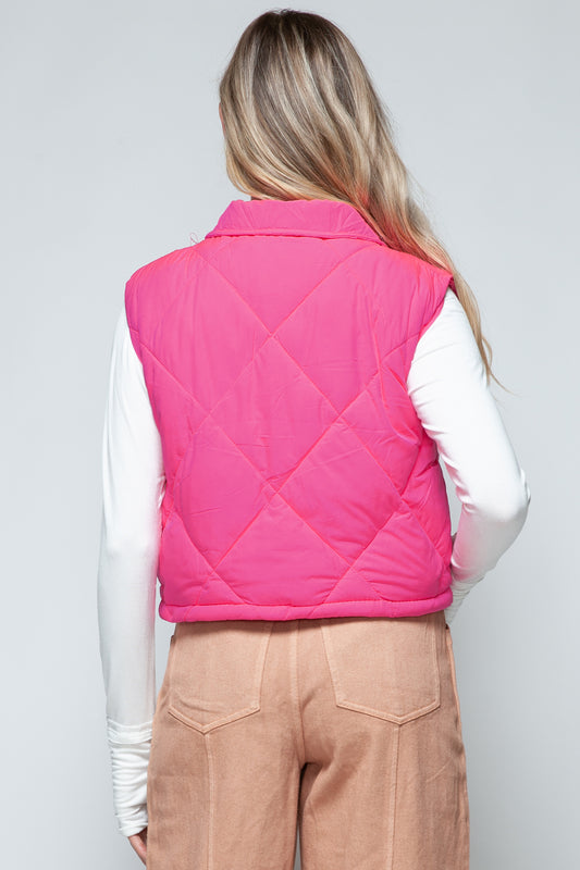 Snobbish Snap Down Quilted Crop Vest Shirt Apparel Clothing Tops Ship from USA Shirts Snobbish USA Women Trendsi https://www.cyberehub.com