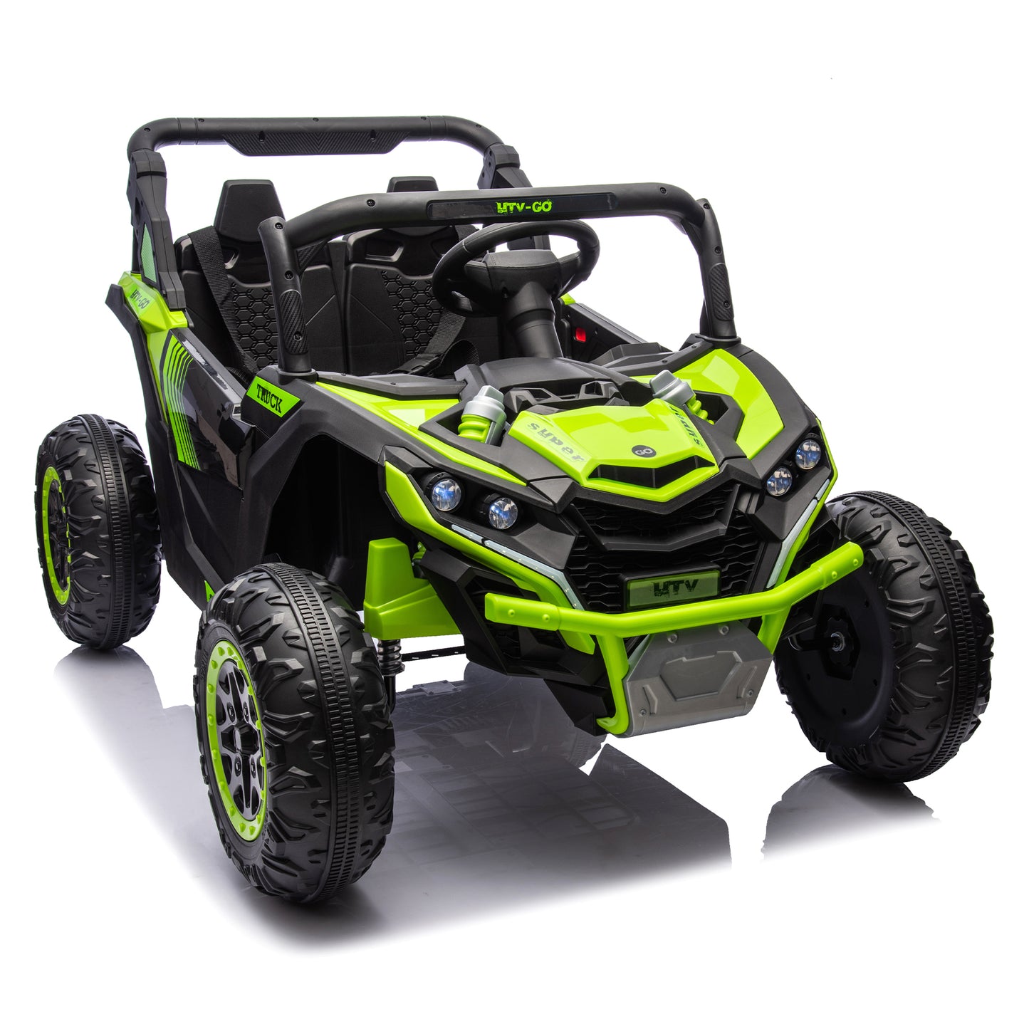 24V Two-Seater Kids Ride On UTV W/Parents Remote Control,Four-Wheel Suspension,Slow Start,Large wheel design,Anti-collision bar,Storage space,Music,USB,Bluetooth,Volume control,LED lights for Kids 3+. Giga Kids Toys Giga https://www.cyberehub.com
