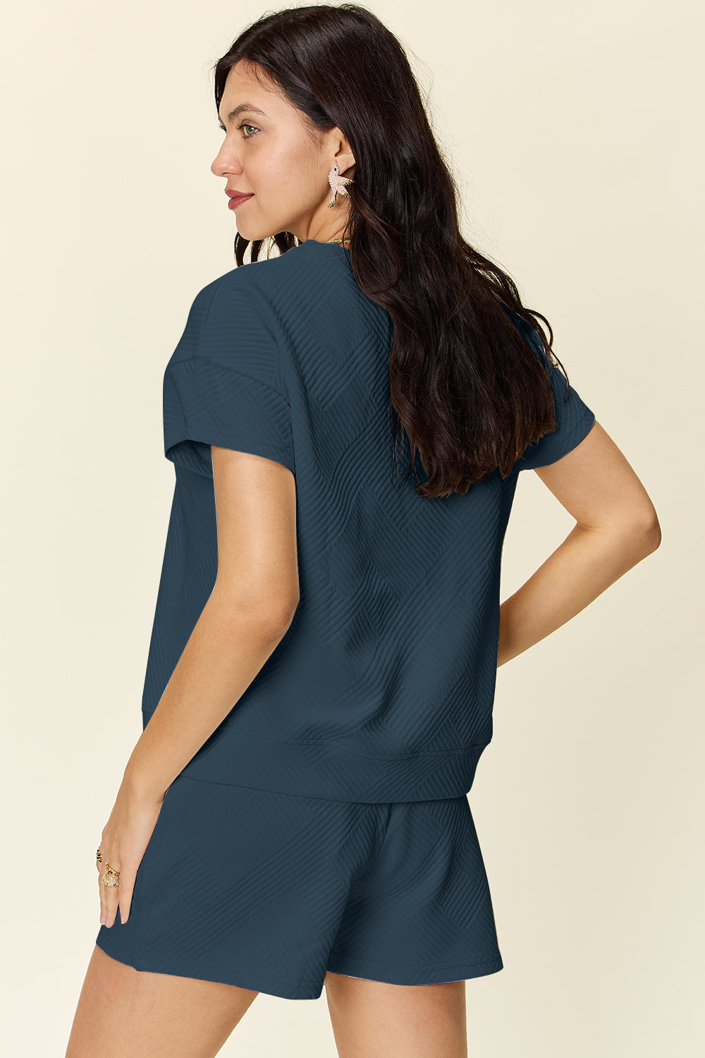 Double Take Full Size Texture Short Sleeve T-Shirt and Drawstring Shorts Set Apparel/Tops Double Take Ship from USA TikTok Tops Trendsi USPS Walmart Walmart Apparel Trendsi https://www.cyberehub.com