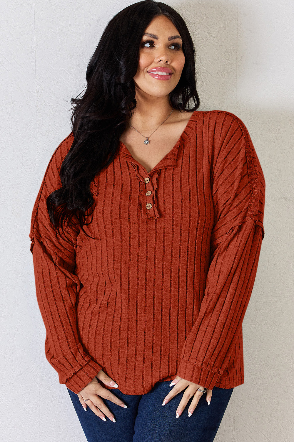 Basic Bae Full Size Ribbed Half Button Long Sleeve T-Shirt Apparel/Tops Basic Bae Ship from USA TikTok Tops Trendsi USPS Walmart Walmart Apparel Trendsi https://www.cyberehub.com