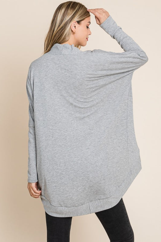 BOMBOM Open Front Long Sleeve Cocoon Cardigan Shirt Apparel BOMBOM Clothing Tops Ship from USA Shirts USA Women Trendsi https://www.cyberehub.com