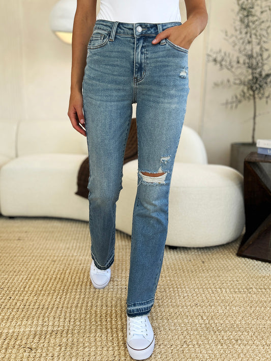 Judy Blue Full Size Mid Rise Destroyed Hem Distressed Jeans Bottoms Bottoms Clothing Judy Blue Ship from USA Women Trendsi https://www.cyberehub.com