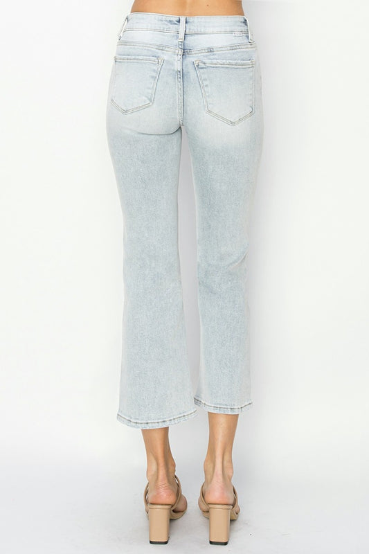 RISEN Full Size Mid Rise Cropped Flare Jeans Bottoms Bottoms Clothing RISEN Ship from USA Women Trendsi https://www.cyberehub.com