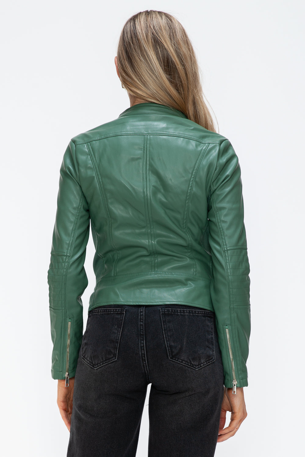 Snobbish Faux Leather Zip Up Drawstring Hooded Jacket Tops/Jackets/Sweaters Clothing Tops Ship from USA Snobbish TikTok Trendsi USPS Walmart Trendsi https://www.cyberehub.com