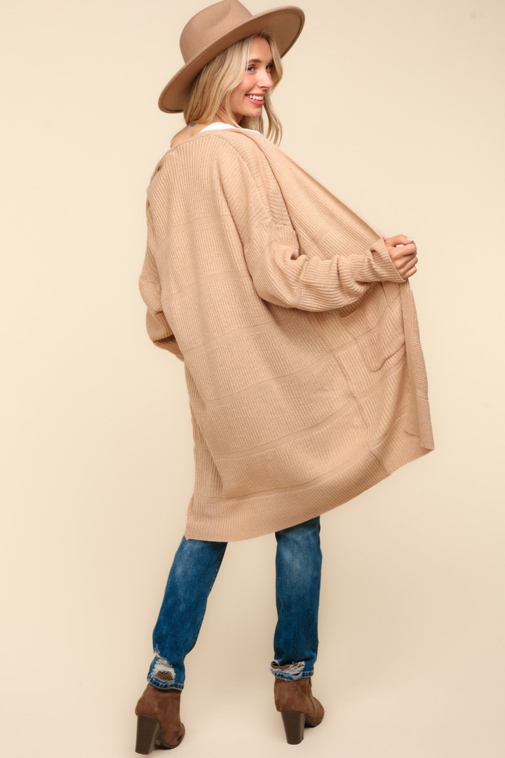 Haptics Stripe Textured Open Front Cardigan with Pockets Shirt Apparel Clothing Tops Haptics Ship from USA Shirts USA Women Trendsi https://www.cyberehub.com