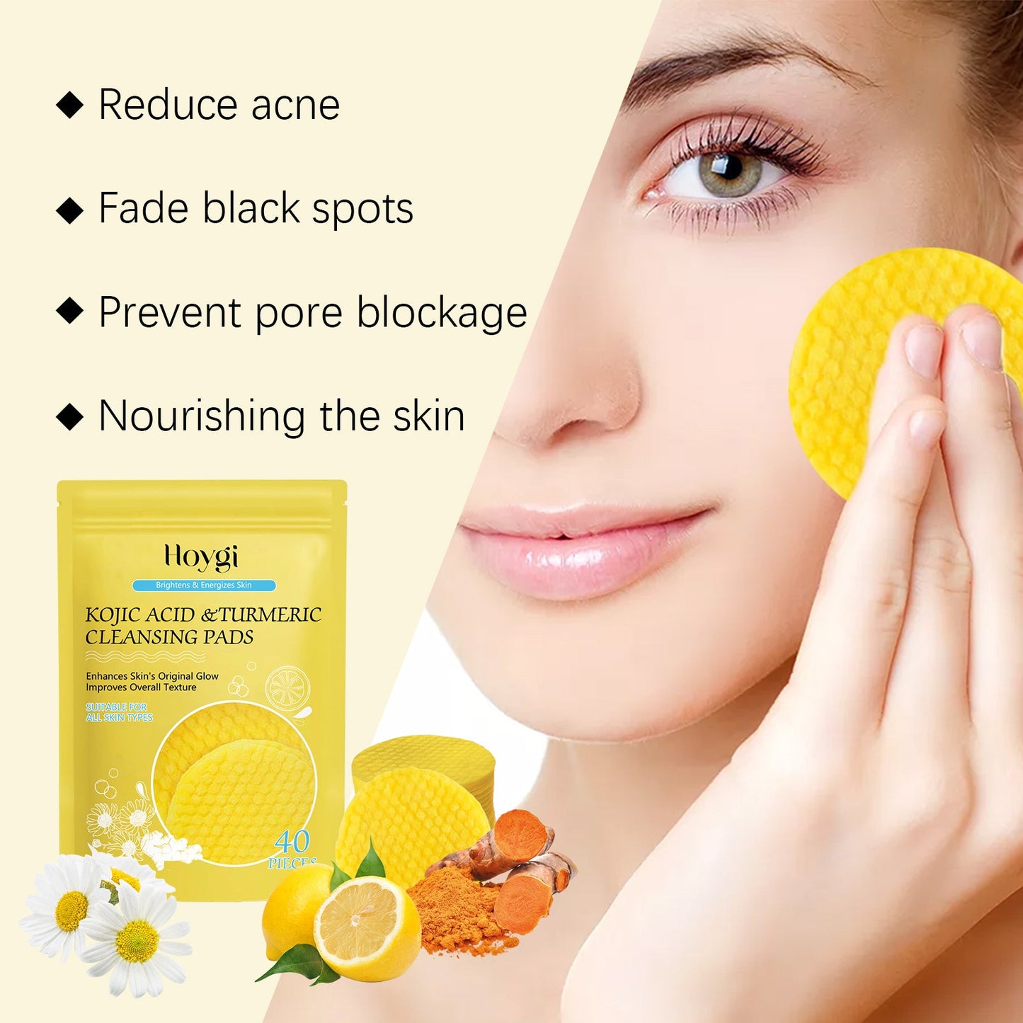 Hoygi Turmeric Acid Cleansing Pad Facial Skin Pore Cleansing, Makeup Remover Gentle Exfoliating Cleansing Pad Health & Beauty Health & Beauty Under 10 UniversalMaax https://www.cyberehub.com