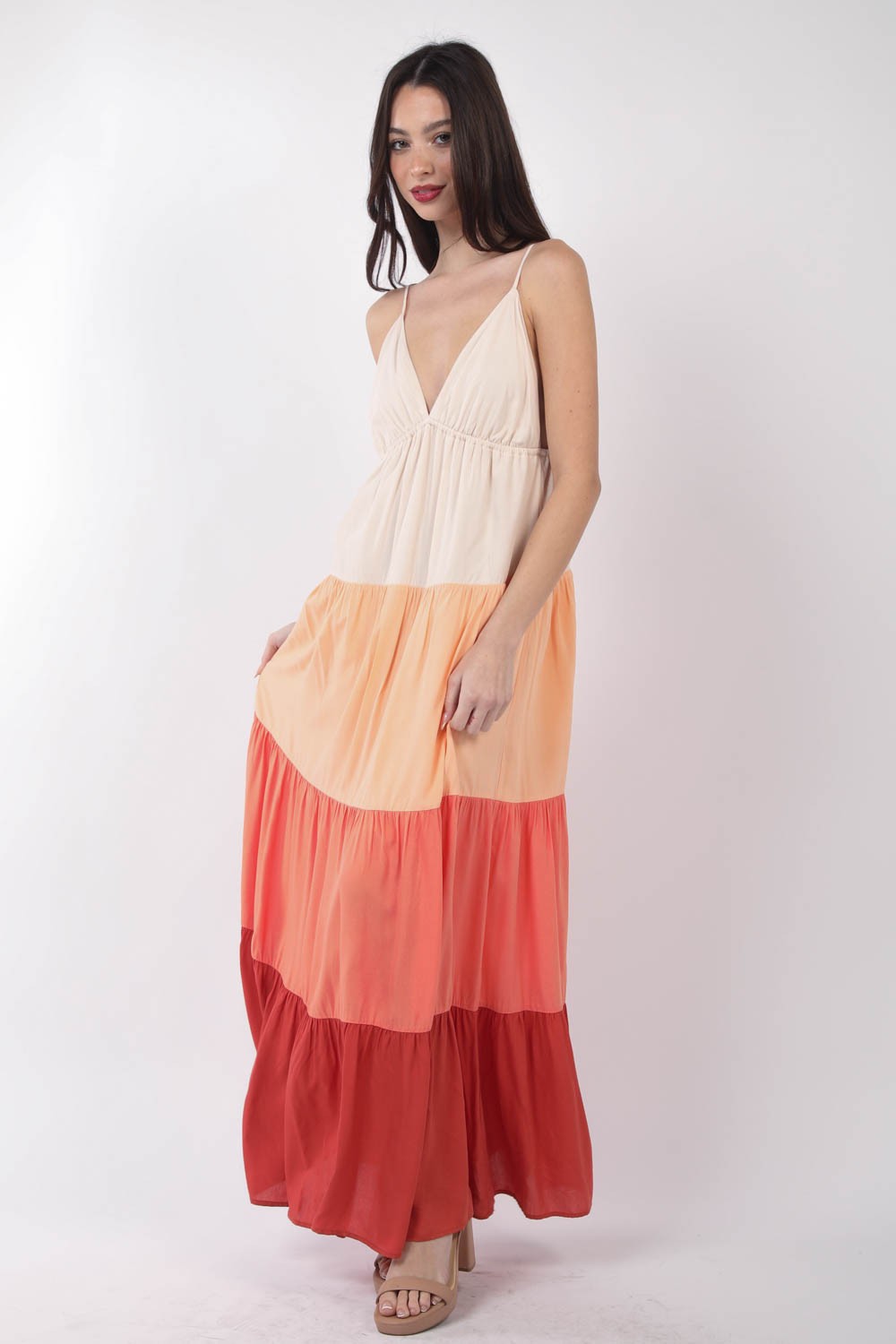 VERY J Color Block Tiered Maxi Cami Dress Apparel/Dress Dress Ship from USA TikTok Trendsi USPS VERY J Walmart Walmart Apparel Trendsi https://www.cyberehub.com