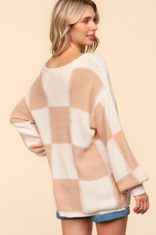 Haptics Full Size Checkered Round Neck Drop Shoulder Sweater Apparel Apparel Haptics Ship from USA TikTok Trendsi Trendsi https://www.cyberehub.com