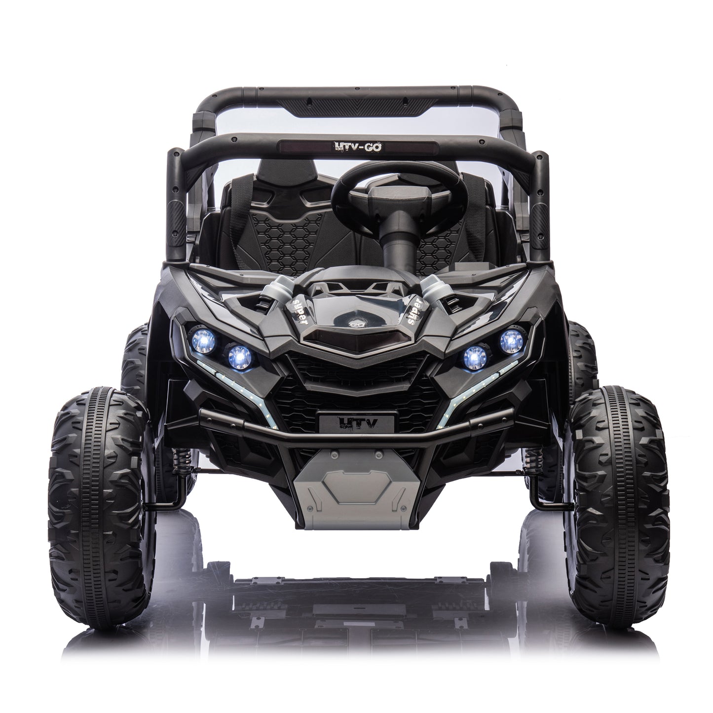 24V Two-Seater Kids Ride On UTV W/Parents Remote Control,Four-Wheel Suspension,Slow Start,Large wheel design,Anti-collision bar,Storage space,Music,USB,Bluetooth,Volume control,LED lights for Kids 3+. Giga Kids Toys Giga https://www.cyberehub.com