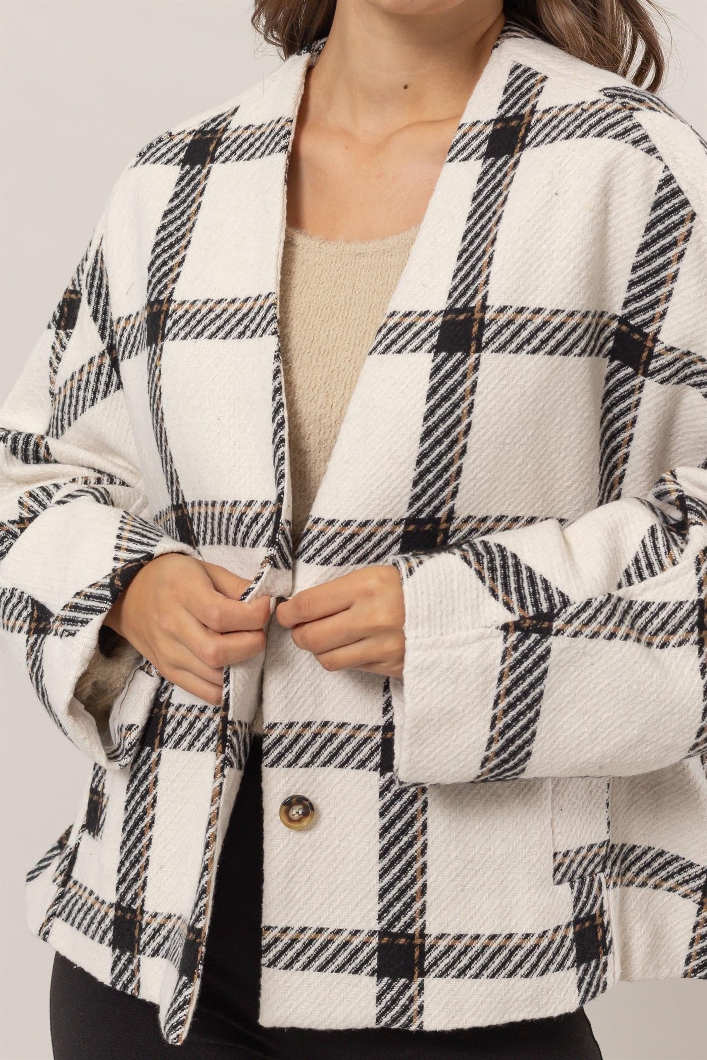 HYFVE Plaid Long Sleeve Jacket with Side Slit Pockets Tops/Jackets/Sweaters Clothing Tops HYFVE Ship from USA TikTok Trendsi USPS Walmart Trendsi https://www.cyberehub.com