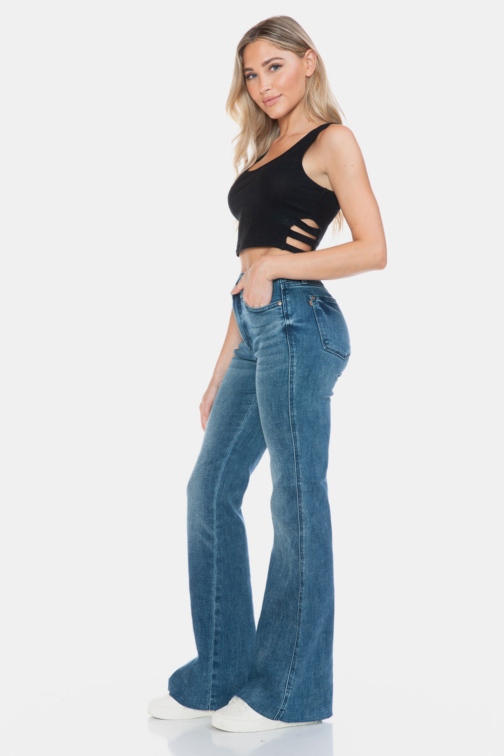 Judy Blue Full Size Tummy Control Cut Hem Flare Jeans Bottoms Bottoms Clothing Judy Blue Ship from USA Women Trendsi https://www.cyberehub.com