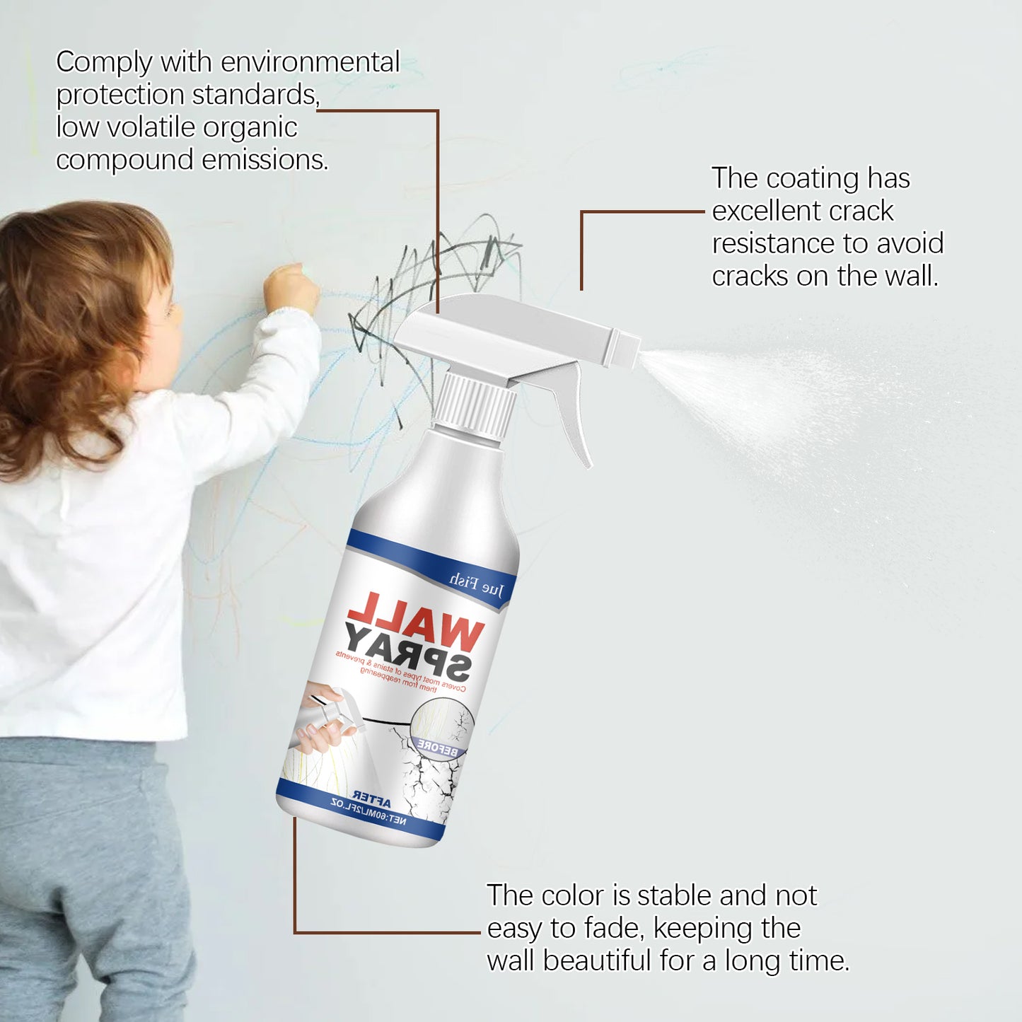 Jue-Fish Wall Spray Paint, Repair Household Cover Stains, Wall Fall Off Indoor Renovation Straight Paint Home Eprolo https://www.cyberehub.com