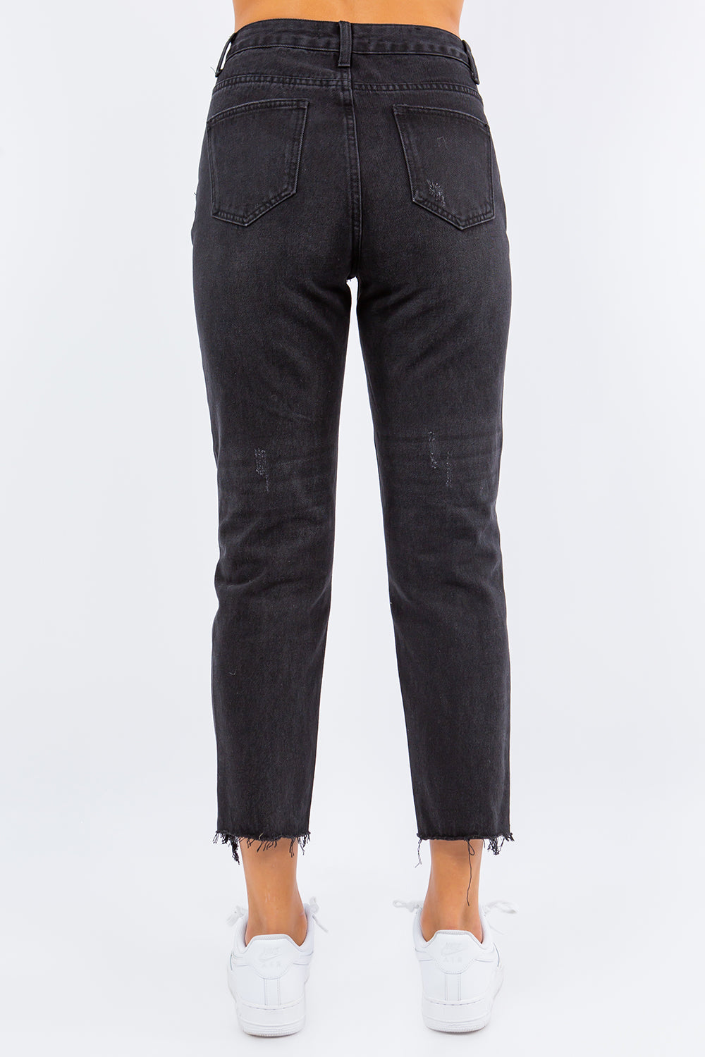 American Bazi High Waist Distressed Cropped Straight Jeans Bottoms American Bazi Bottoms Clothing Pants Ship from USA Women Trendsi https://www.cyberehub.com