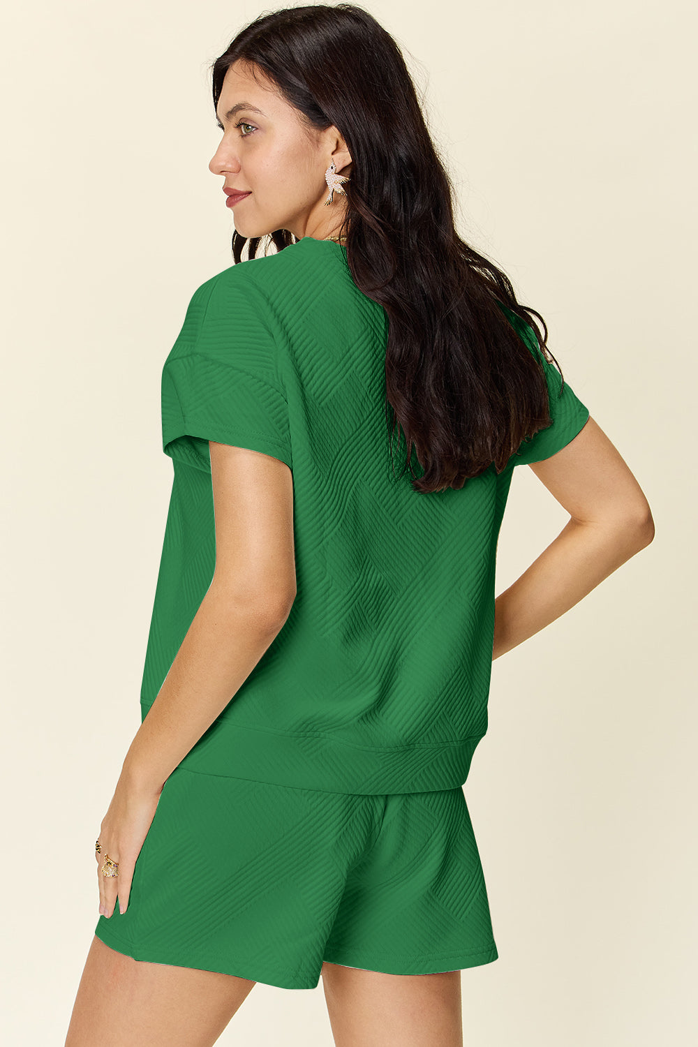 Double Take Full Size Texture Short Sleeve T-Shirt and Drawstring Shorts Set Apparel/Tops Double Take Ship from USA TikTok Tops Trendsi USPS Walmart Walmart Apparel Trendsi https://www.cyberehub.com