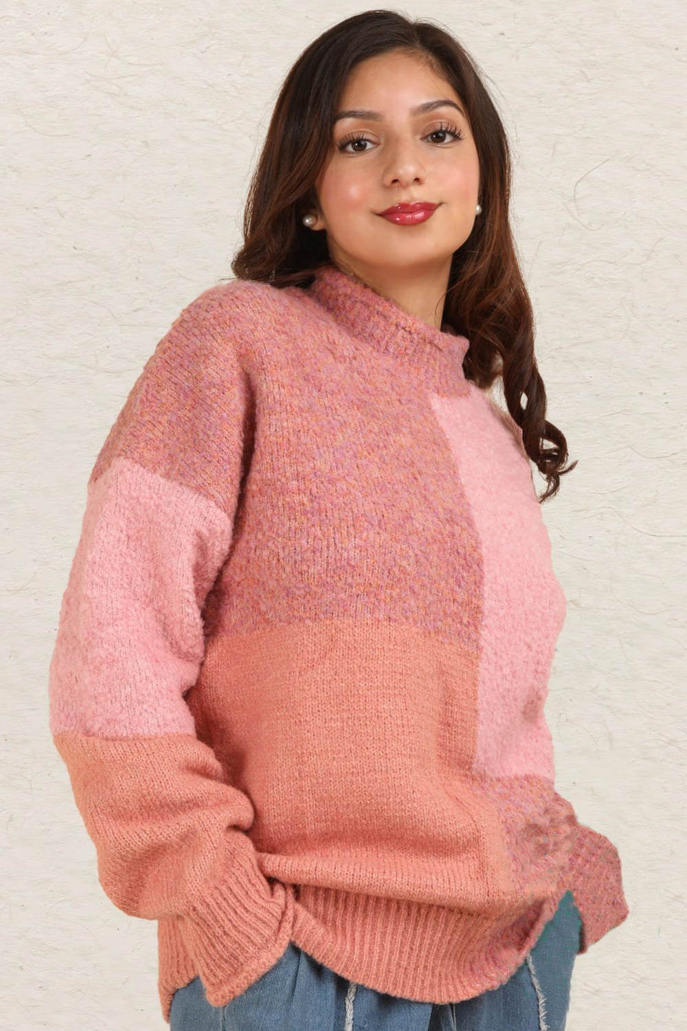 VERY J Color Block Mock Neck Drop Shoulder Sweater Shirt Apparel Clothing Tops price-change-job-active Ship from USA Shirts USA VERY J Women Trendsi https://www.cyberehub.com