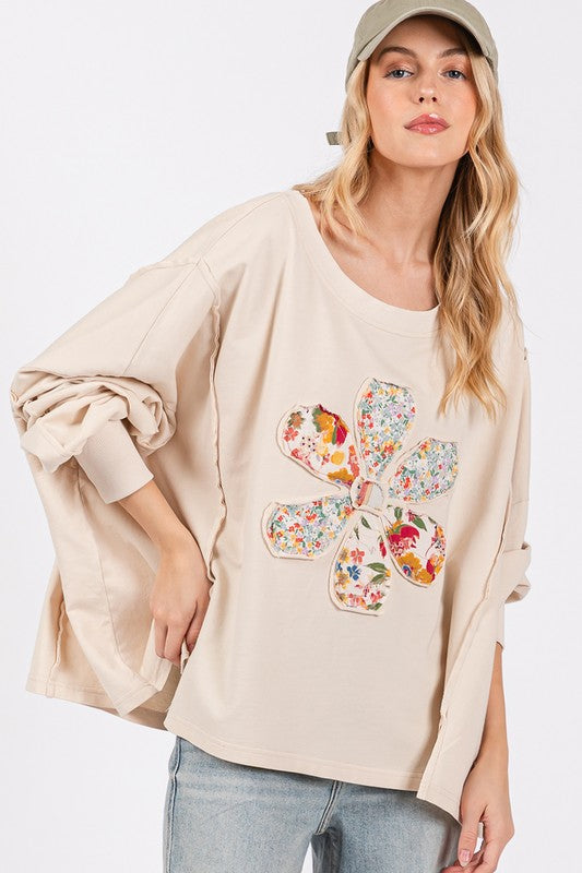 SAGE + FIG Flower Patch Dropped Shoulder Oversize Top Apparel Apparel SAGE+FIG Ship from USA TikTok Trendsi Trendsi https://www.cyberehub.com