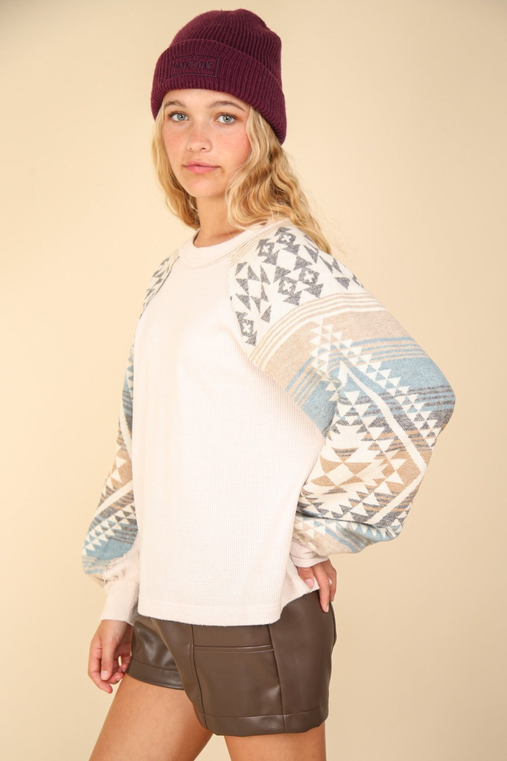 VERY J Printed Long Sleeve Round Neck Knit Top Shirt Apparel Clothing Tops Ship from USA Shirts USA VERY J Women Trendsi https://www.cyberehub.com