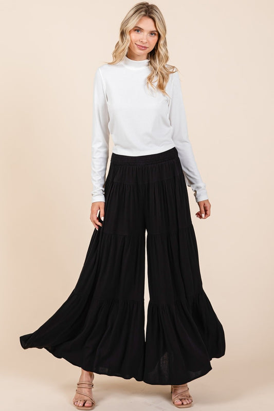 Mittoshop Tier Detail Smocked Elastic Waist Wide Leg Pants Bottoms Bottoms Clothing Mittoshop Ship from USA Women Trendsi https://www.cyberehub.com